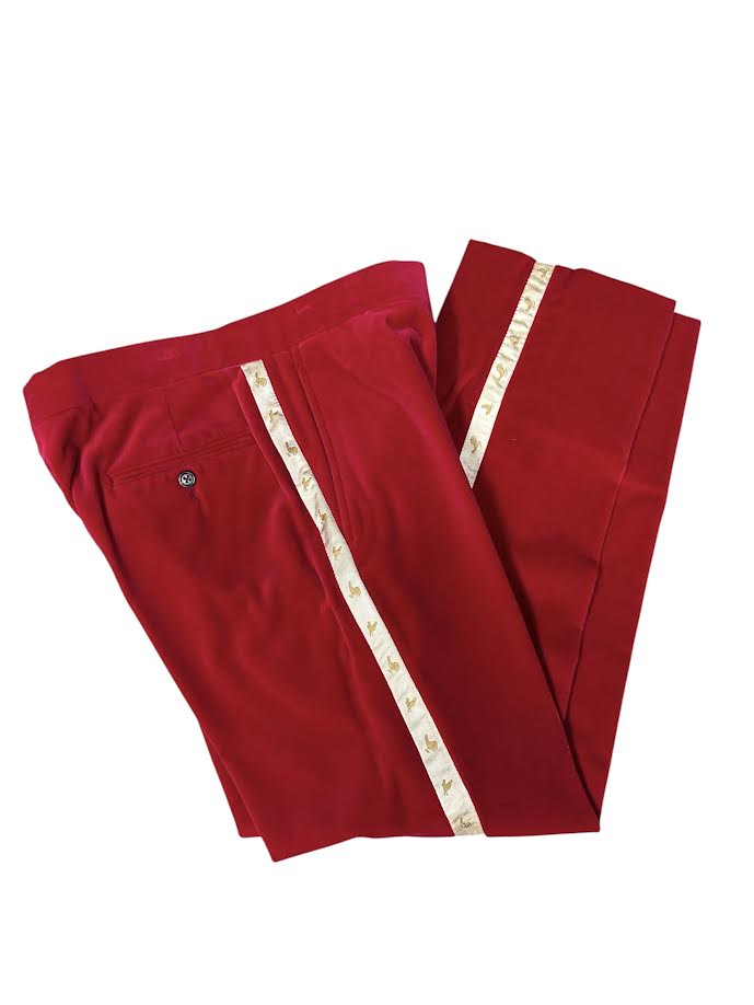 Craig Reagin Velvet Tuxedo Pant: Red & Ivory