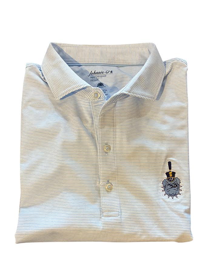 Johnnie-O The Citadel Lyndonn Striped Performance Polo: Gulf Blue