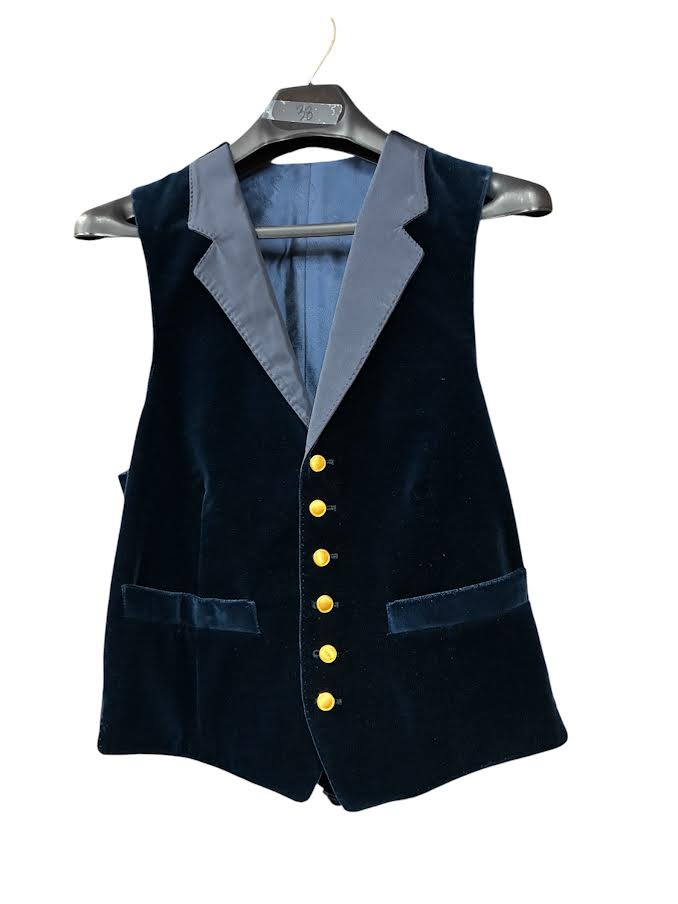 Craig Reagin Navy Velvet Tuxedo Full Back Vest: Notch Lapel