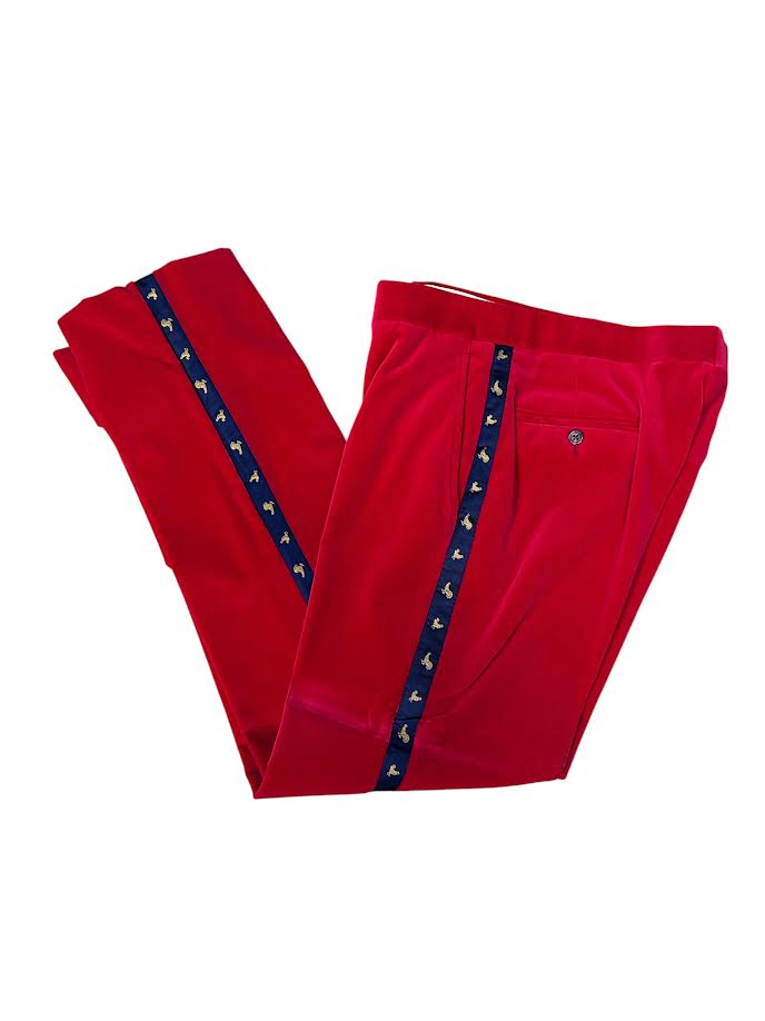 Craig Reagin Velvet Tuxedo Pant: Red & Navy