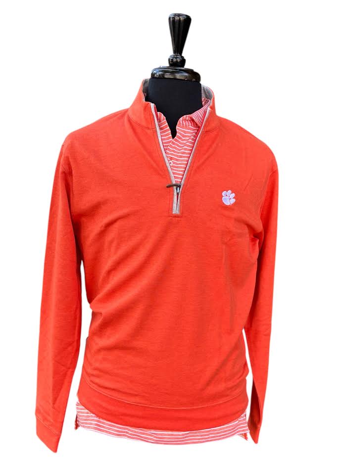 Johnnie-O Clemson University Sully 1/4 Zip Pullover: Orange