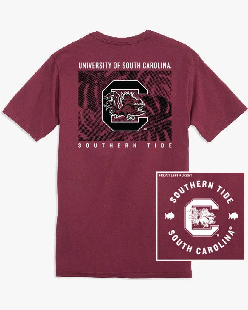 Southern Tide University of South Carolina Halftone Monstera Tee: Chianti