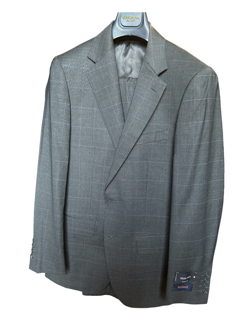 Maxdavoli Charcoal/Purple Plaid Suit
