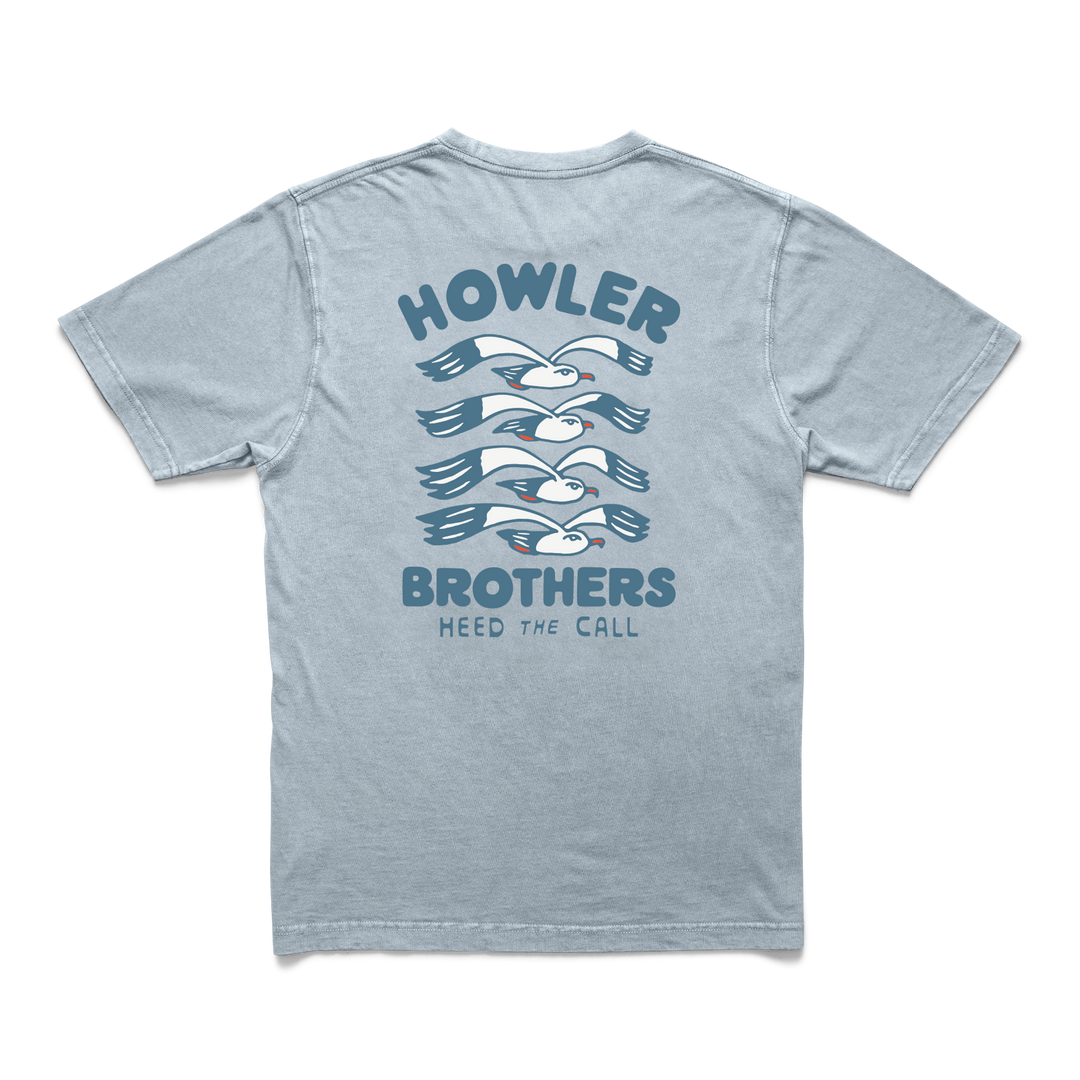Howler Bros Cotton T-Shirt: Flocka Seagulls: Puritan Grey