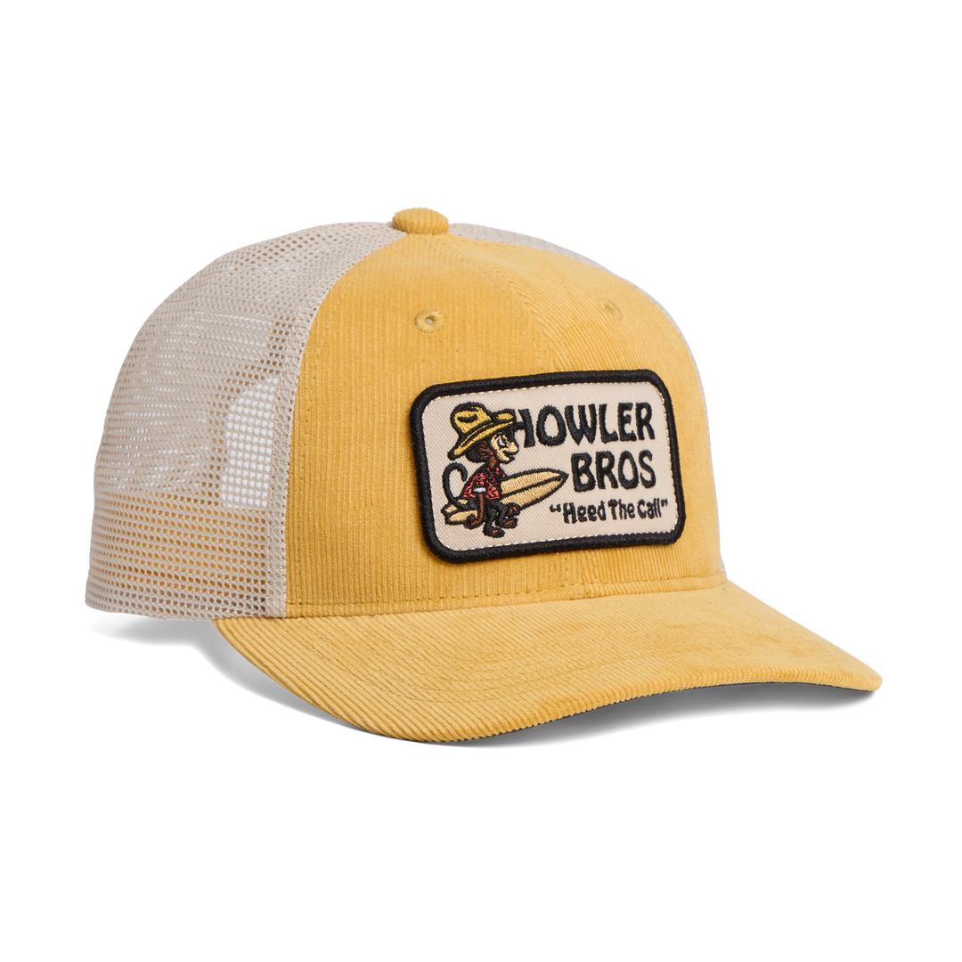Howler Bros Unstructured Snapback Hat - El Monito Surfs Badge: Yellow Corduroy