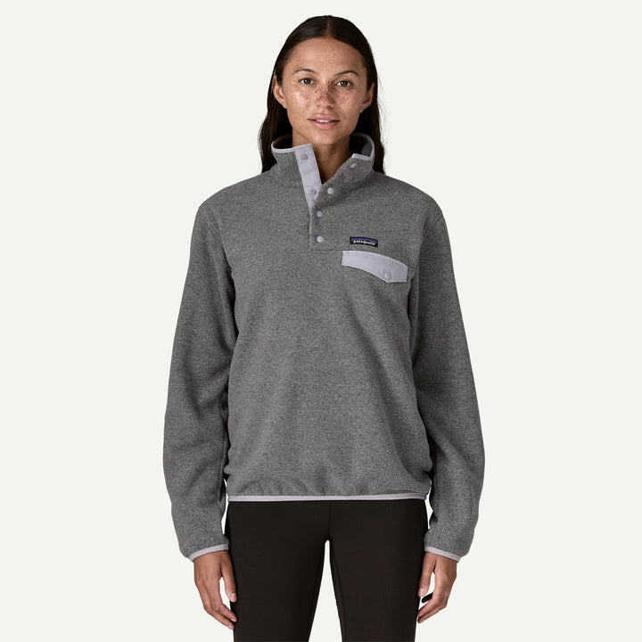 Patagonia Women's Lightweight Synchilla® Snap-T® Fleece Pullover: Nickel w/ Permafrost Purple