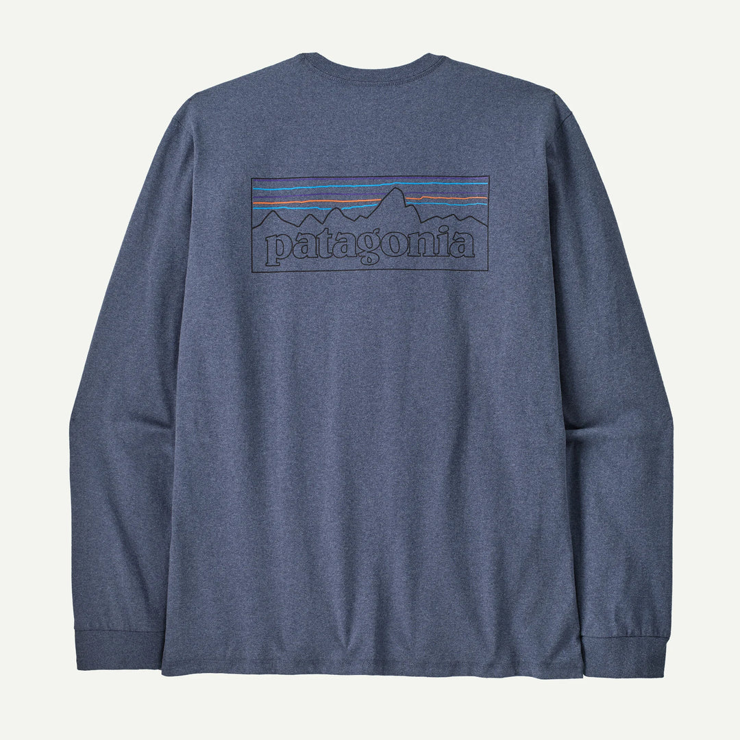 Patagonia Men's Long-Sleeved P-6 Logo Responsibili-Tee®: Current Blue