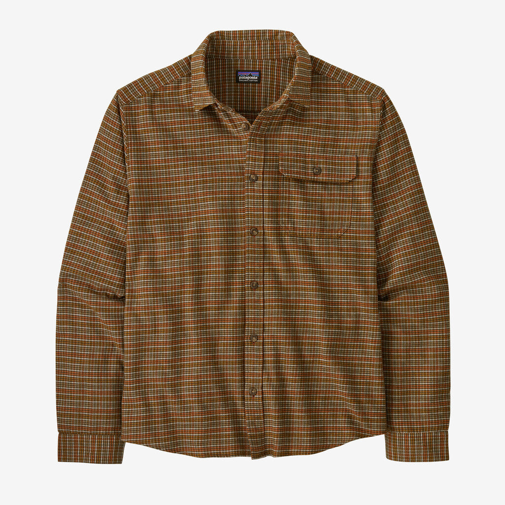 Patagonia Men's Long-Sleeved Lightweight Fjord Flannel Shirt: Tracks - Redtail Rust