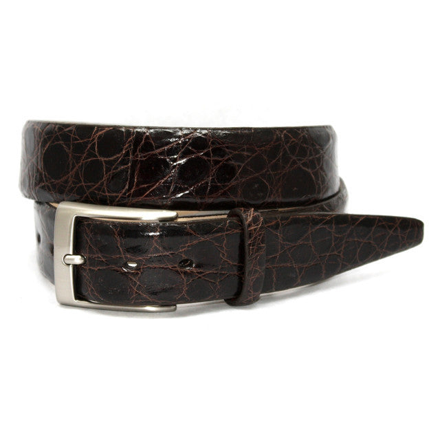 Torino Glazed South American Caiman Belt: Brown