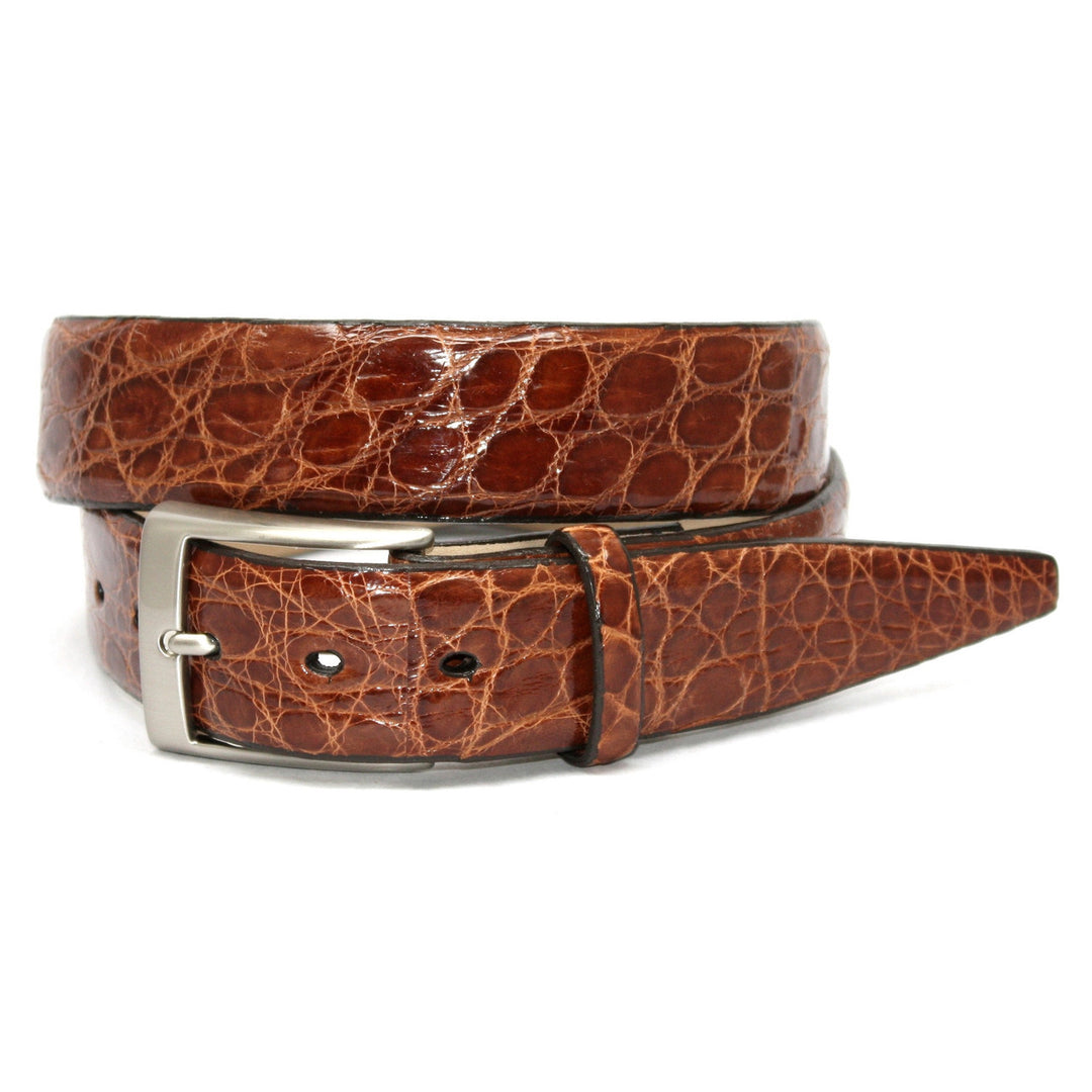 Torino Glazed South American Caiman Belt: Cognac