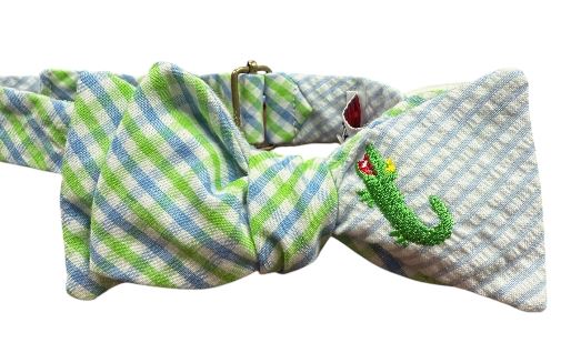 Craig Reagin Green Tattersall/Blue Alligator Bowtie
