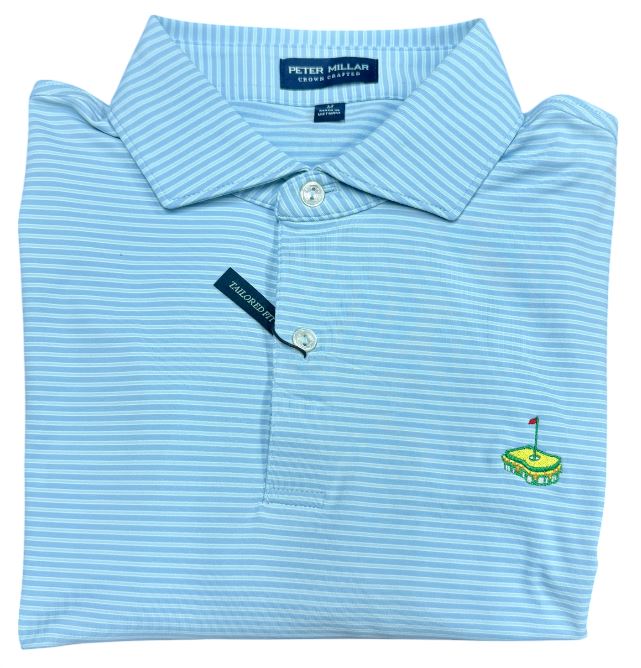 Peter Millar Crown Crafted Ambrose Performance Jersey Polo: Blue Frost with Pimento Cheese