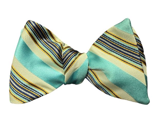 Carrot & Gibbs Woven Bow Tie: Aqua Stripe