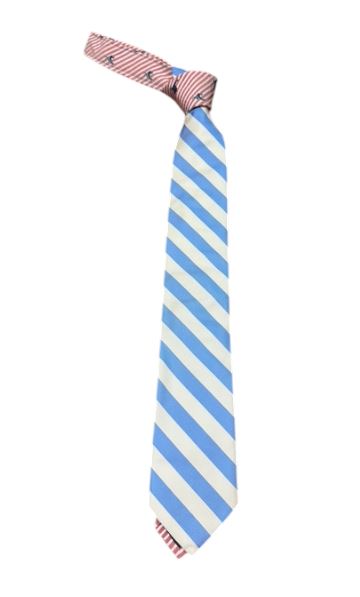 Craig Reagin Contrast Knot Tie: Blue Stripe/Red Stripe Rooster