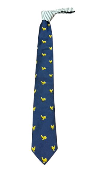 Craig Reagin Contrast Knot Tie: Rooster/Blue Stripe