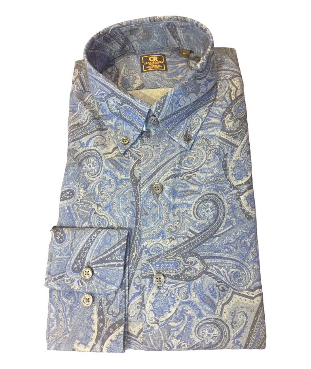 Craig Reagin Royal Blue Fantasia Paisley Sportshirt