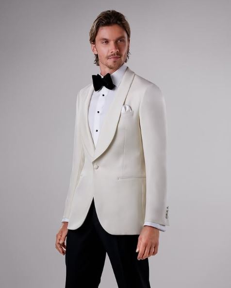 MaxMan Ivory Dinner Jacket: Shawl Collar