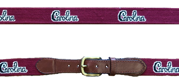 Smathers and Branson USC "Carolina Script" Needlepoint Belt - Garnet