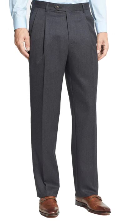 Berle Super 100's Gabardine Pleated Dress Pant: Charcoal