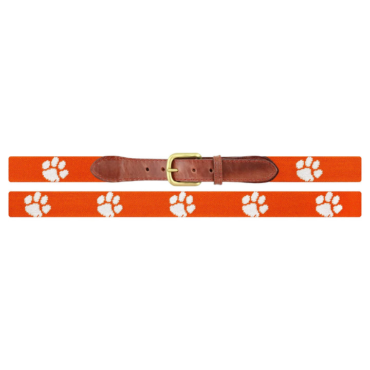 Smathers and Branson Clemson Needlepoint Belt: Orange w/ Paw