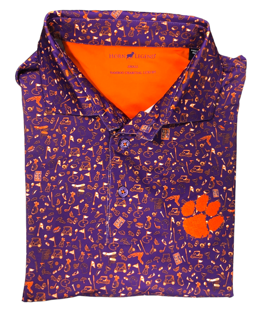 Horn Legend Clemson University Golf Motif Polo: Purple – Craig