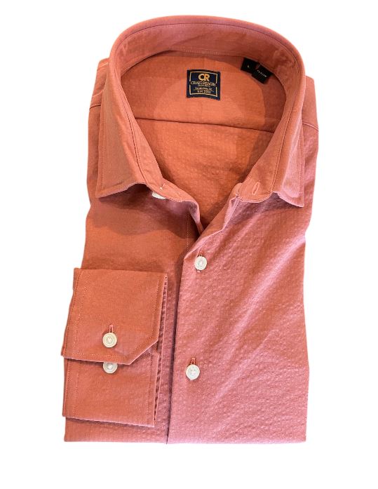 Craig Reagin Seersucker Stretch Sport Shirt: Coral
