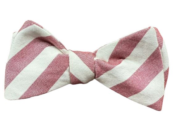 High Cotton Bar Stripe Bowtie: Crimson/White