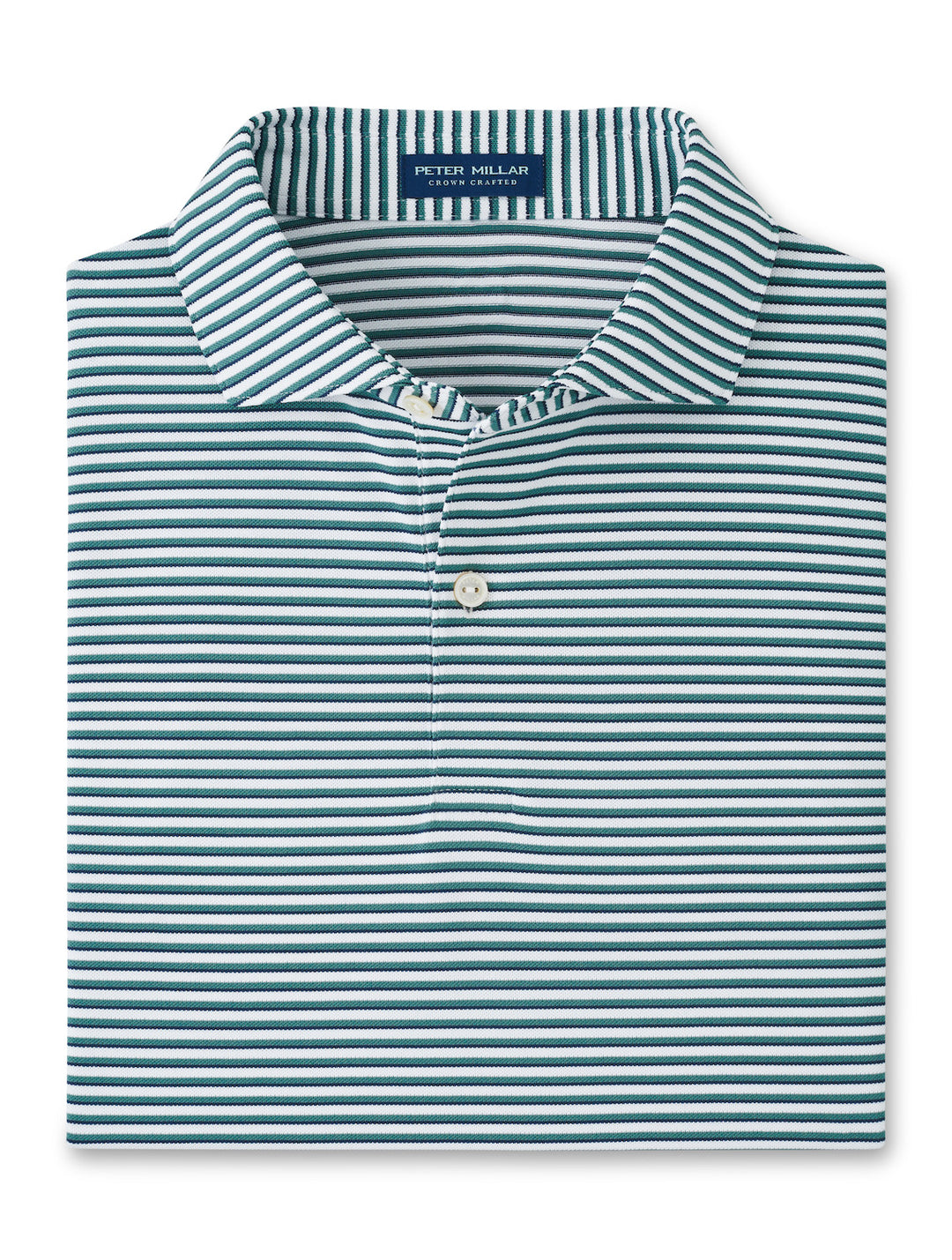 Peter Millar Crown Crafted Tempo Performance Mesh Polo: White/Sherwood