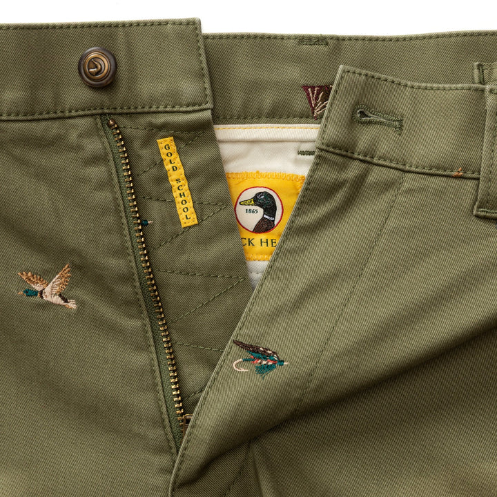 Duck Head Classic Fit Gold School Chino: Embroidered Olive