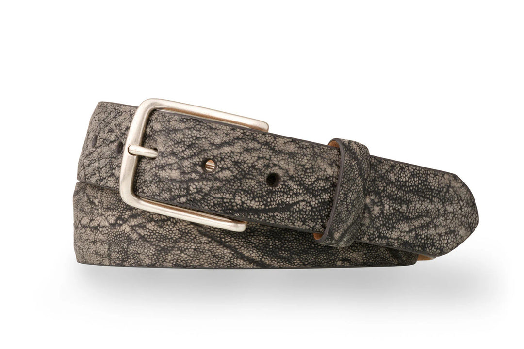 W. Kleinberg Elephant Belt with Antique Silver Buckle: Grey Safari