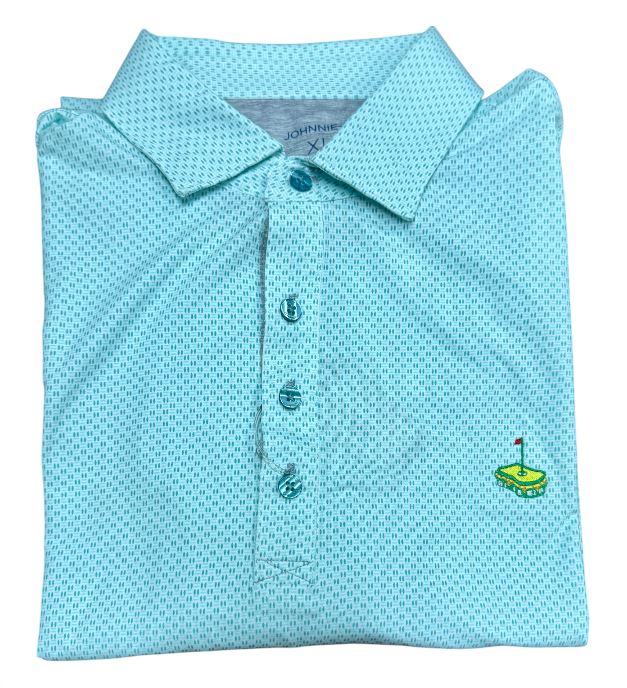 Johnnie-O Elliott Jersey Performance Polo: Green Grass with Pimento Cheese