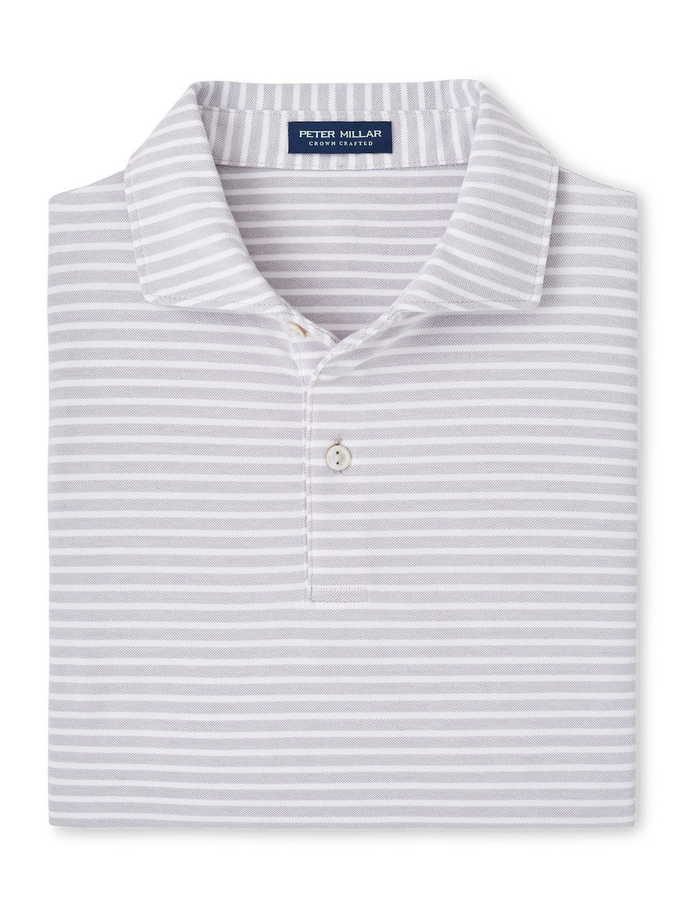 Peter Millar Crown Crafted Albatross Cotton Blend Pique Striped Polo: Gale Grey
