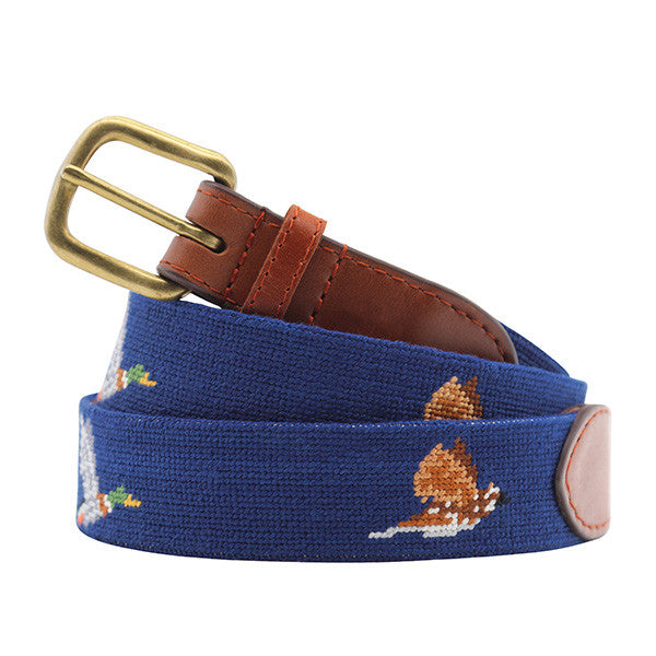 Smathers and Branson Game Birds Needlepoint Belt: Navy