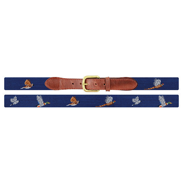 Smathers and Branson Game Birds Needlepoint Belt: Navy