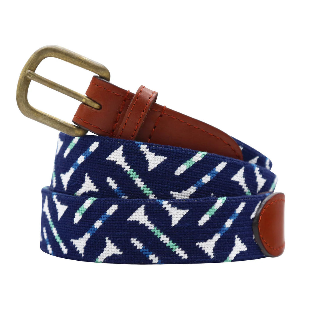 Smathers and Branson Needlepoint Belt: Golf Tee Pattern (Dark Navy)