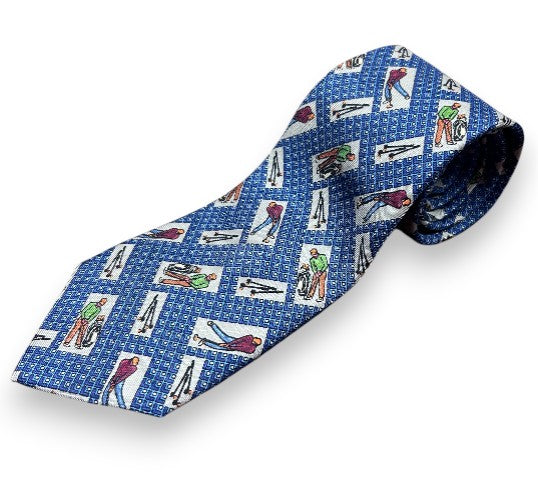 Robert Jensen Golfer Print Tie: Blue