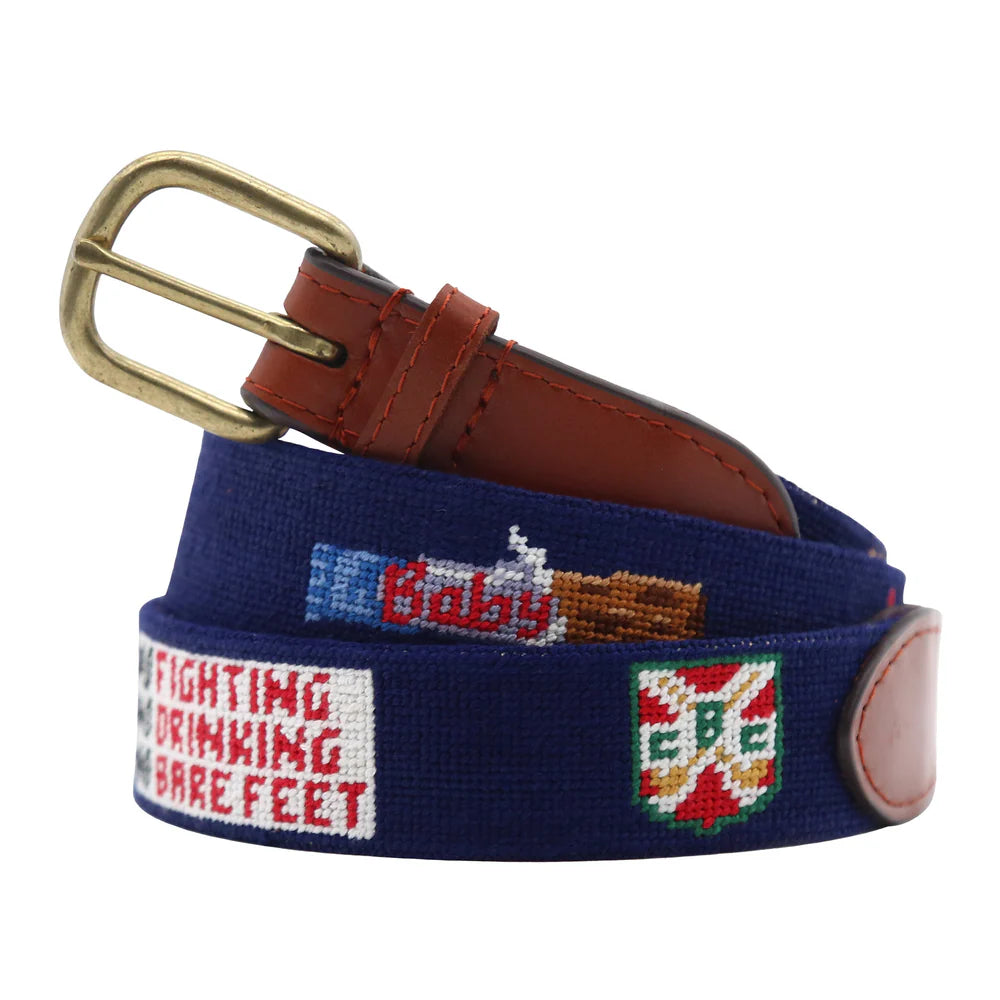 Smathers and Branson Needlepoint Belt: Gopher Golf Life (Dark Navy)