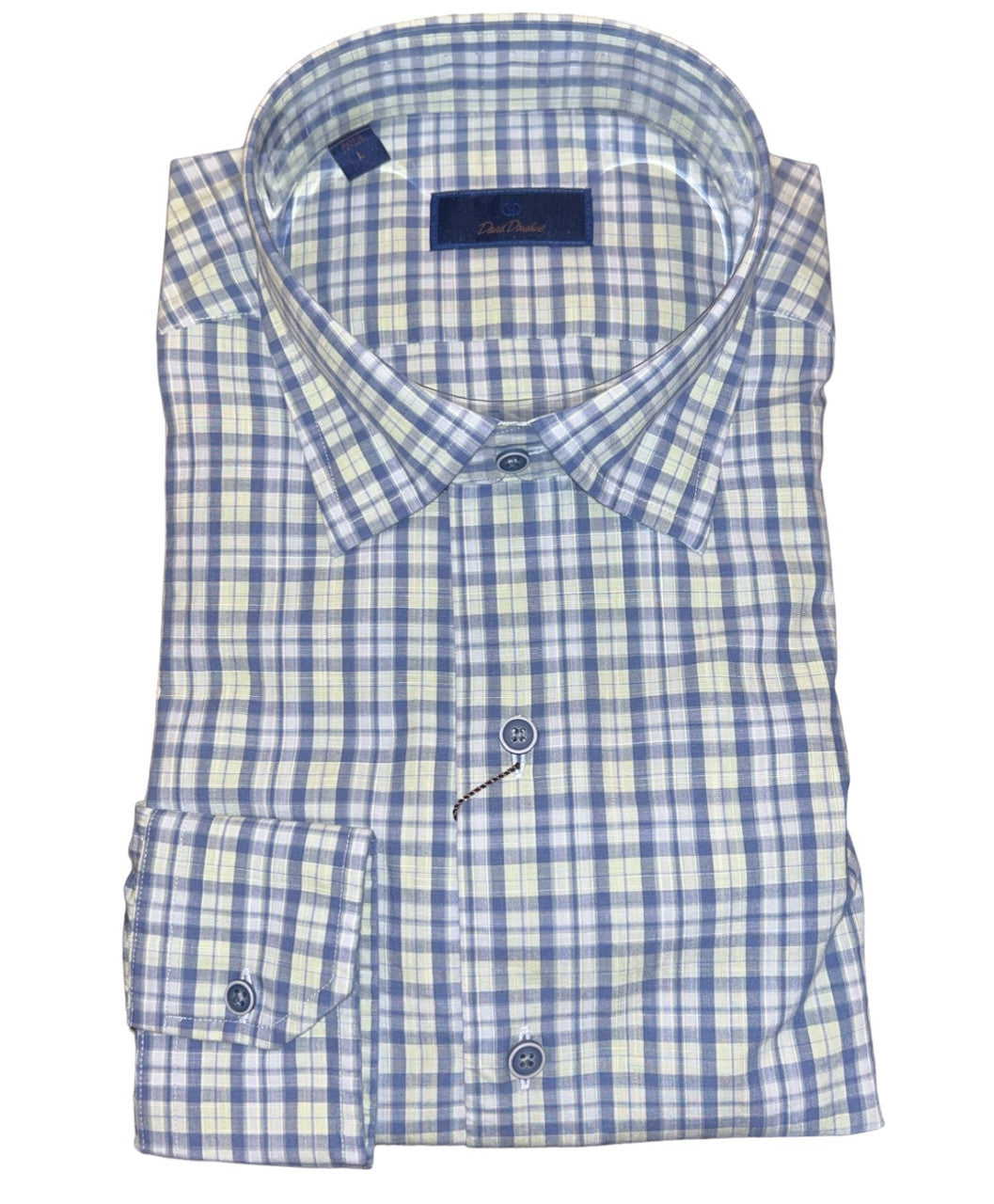 David Donahue Blue & Grass Twill Check Shirt