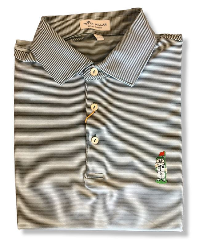 Peter Millar Jubilee Stripe Performance Polo with Yard Gnome: Green