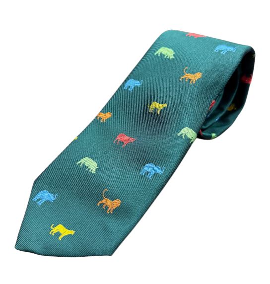 Craig Reagin Big 5 Animals Tie - Green