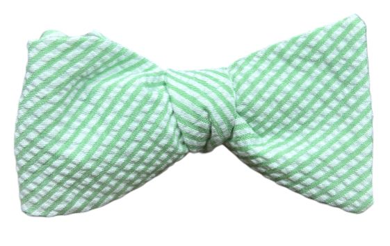 High Cotton Bow Tie - Mint Green Seersucker Stripe Bow Tie