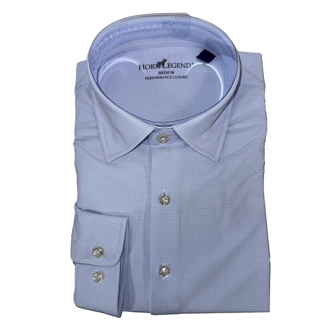Horn Legend Uptown Spread Collar Hidden Button Performance Woven: Serenity