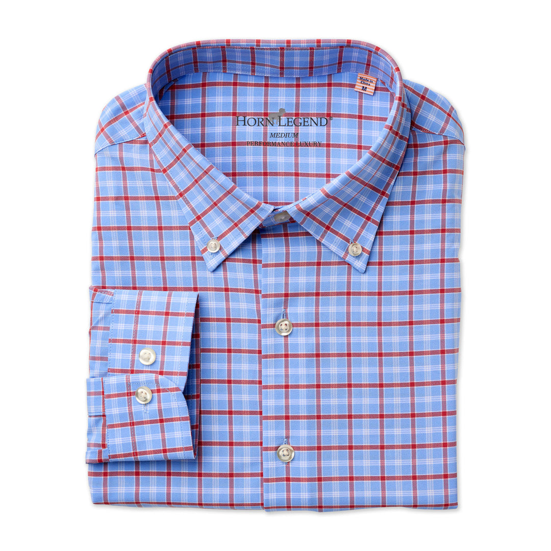Horn Legend Victory Grove Peformance Woven Shirt: Royal Blue/Red