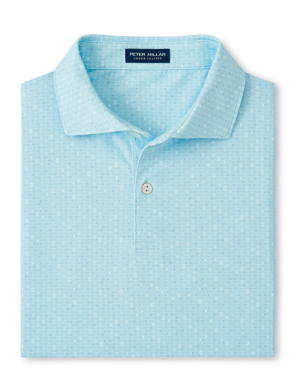 Peter Millar Crown Crafted Harmon Geo Performance Jersey Polo: Capri Breeze