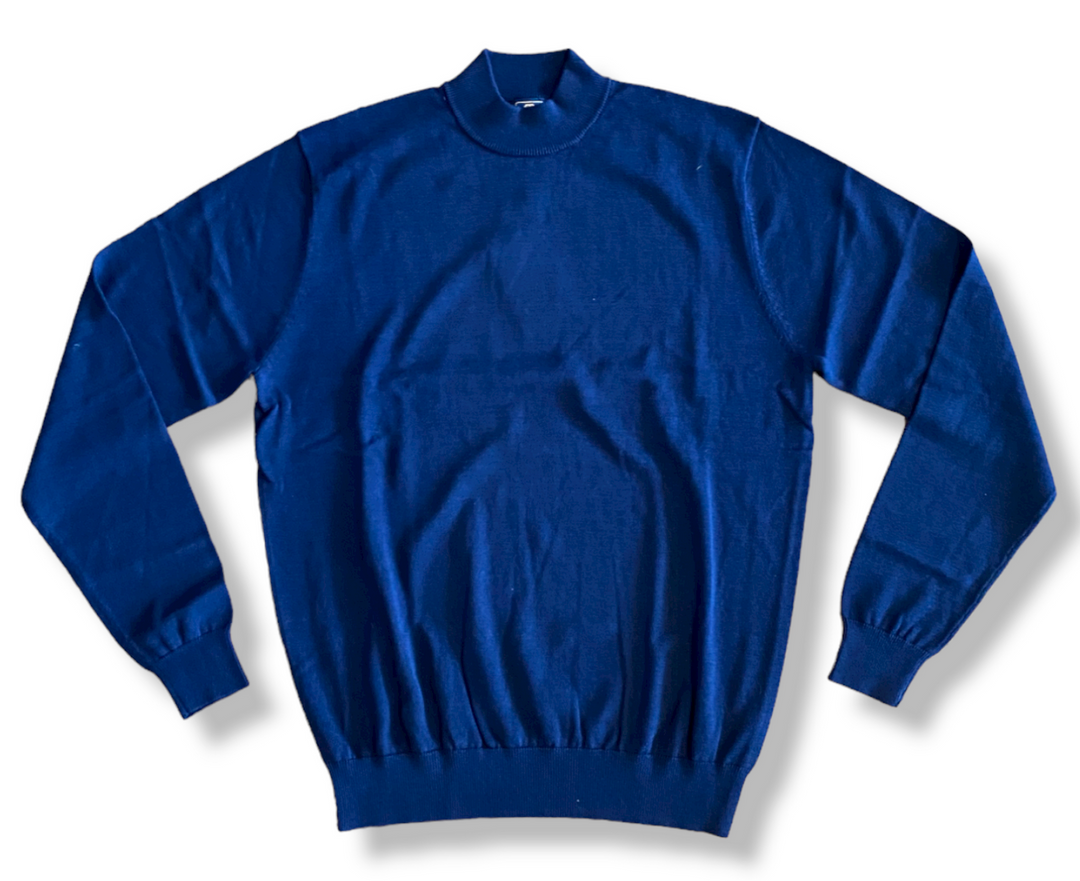 Craig Reagin Silk/Cotton Mock Turtle Neck: Navy