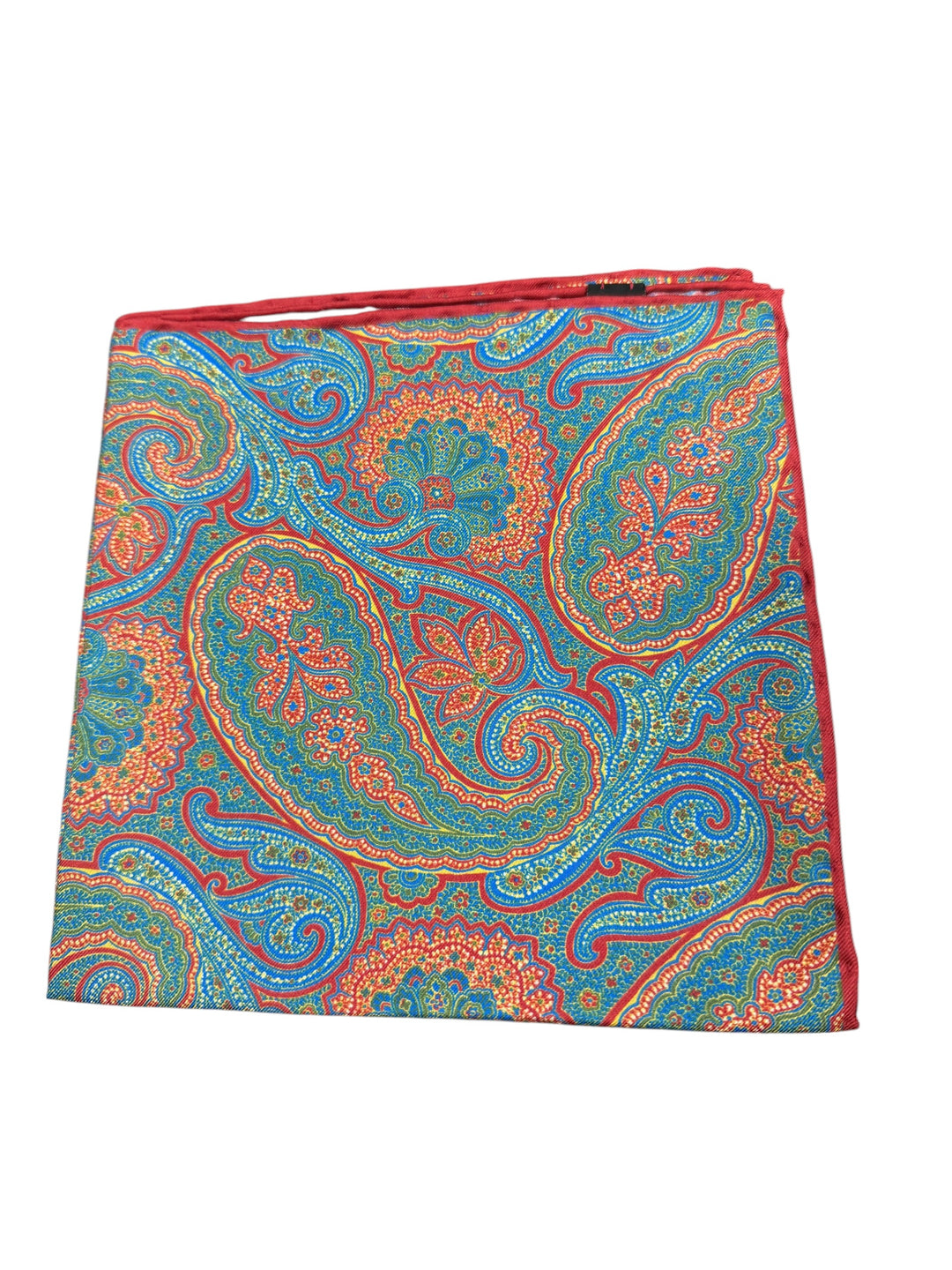 R Hanauer Red Silk Legion Paisley Pocket Square