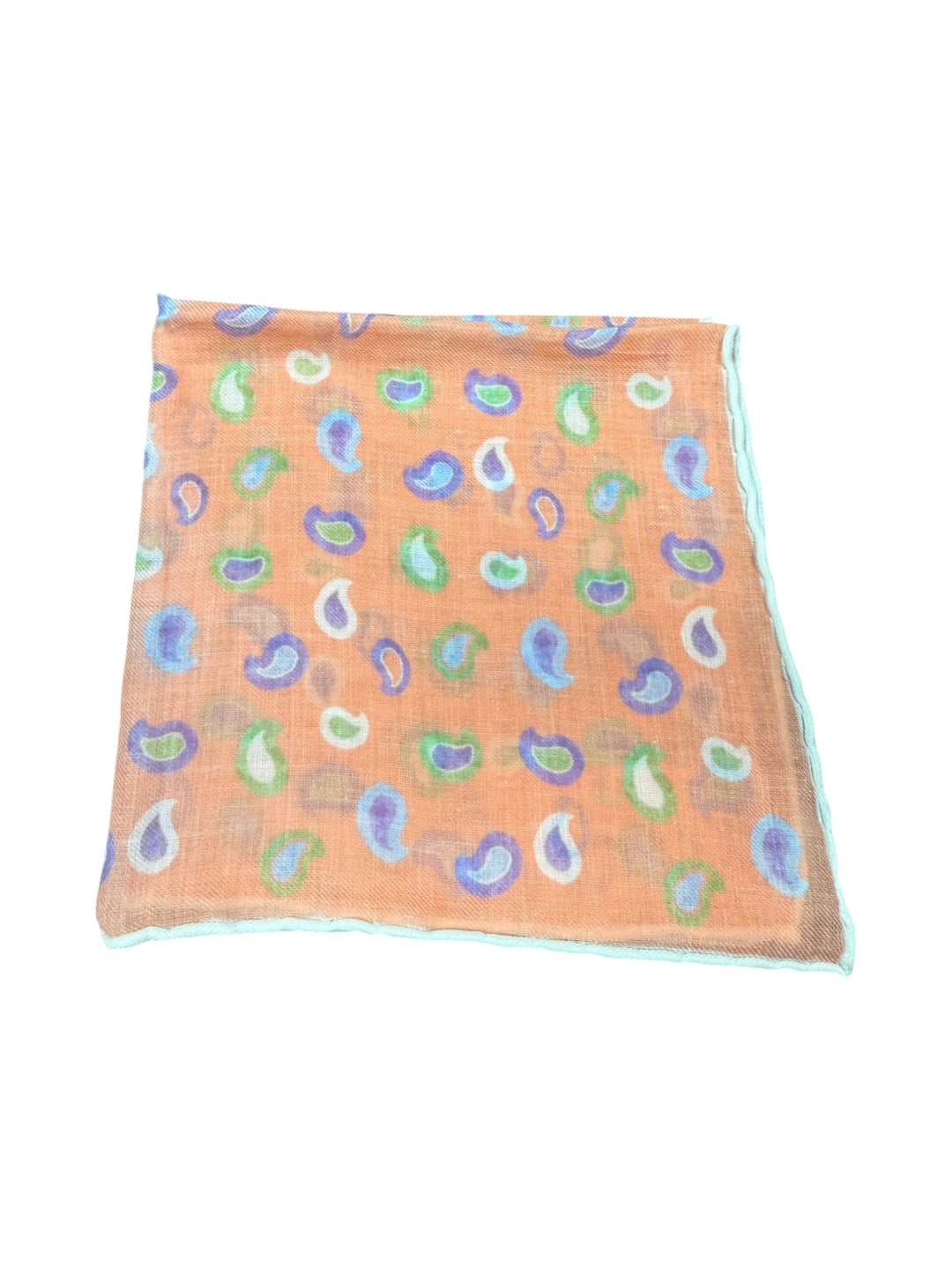 Geoff Nicholson Paisley Pocket Square: Coral