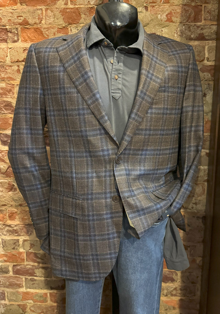 Maxdavoli Brown Plaid Reda Soft Sport Coat