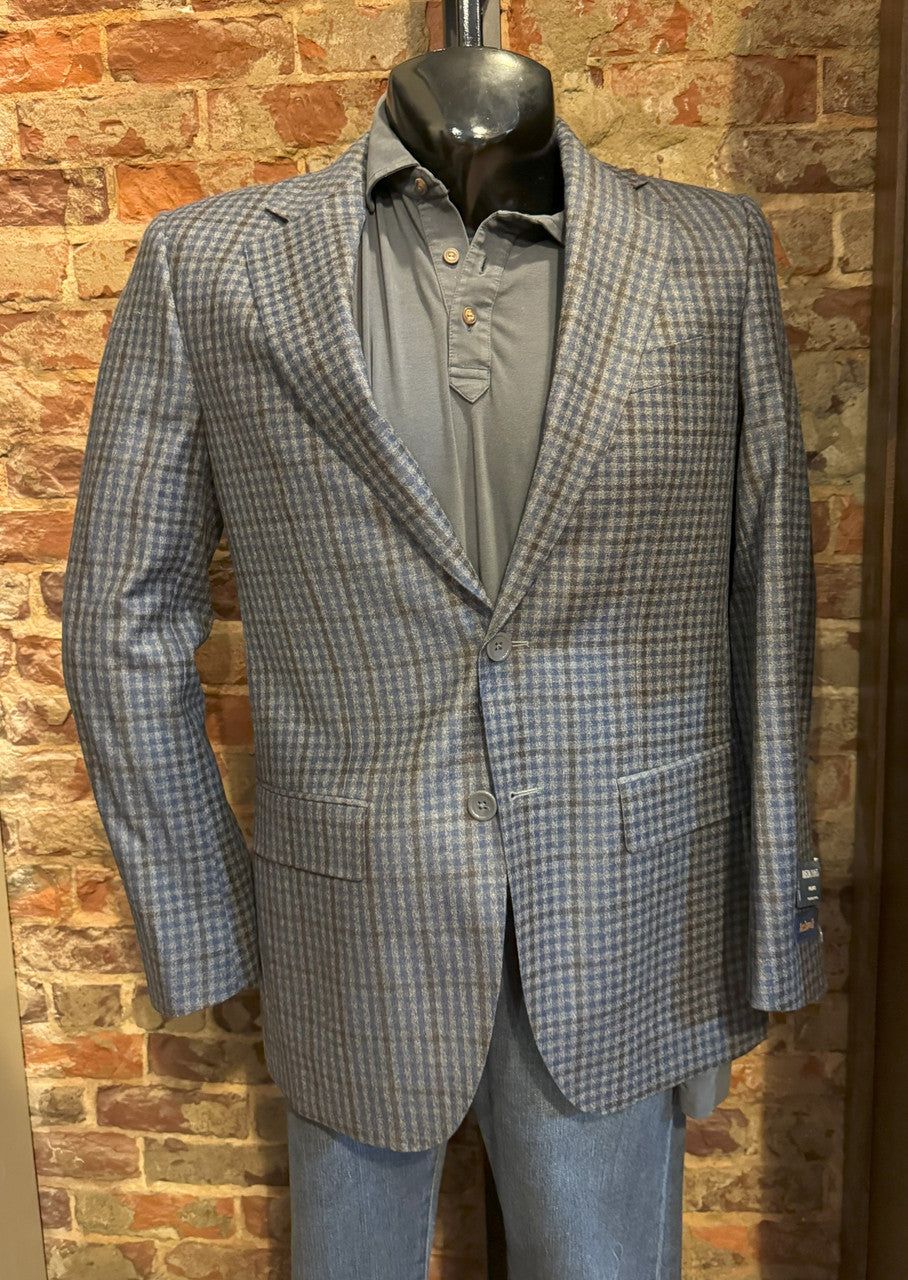 Maxdavoli Sportcoat: Grey/Blue Check