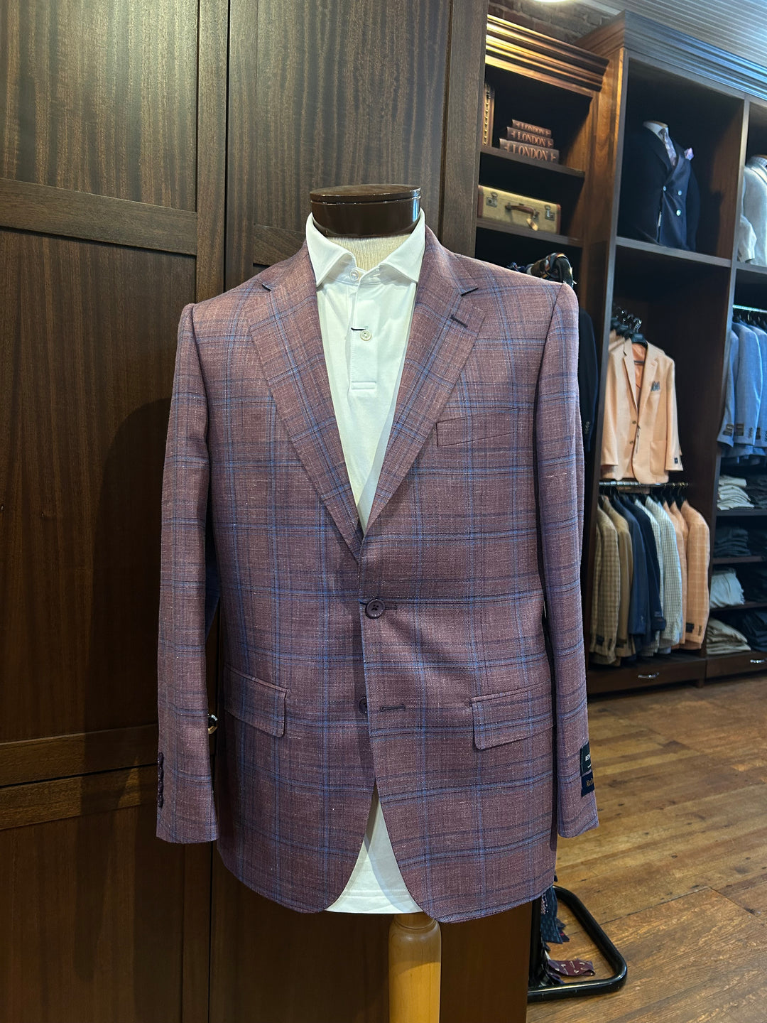 MaxDavoli by MaxMan Reda Soft Coat Patch Pocket: Burgundy Plaid